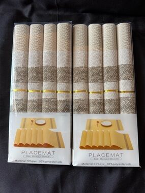 New Neutral Beige Woven Placemat Set - 8 Pieces